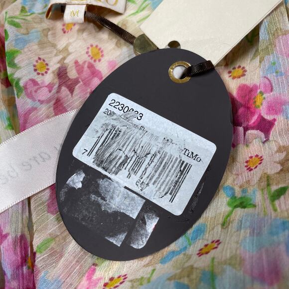 ByTiMo NWT Floral Smocked Chiffon Mini Dress Summer Flowers Size M Deep V-Neck - Picture 5 of 13